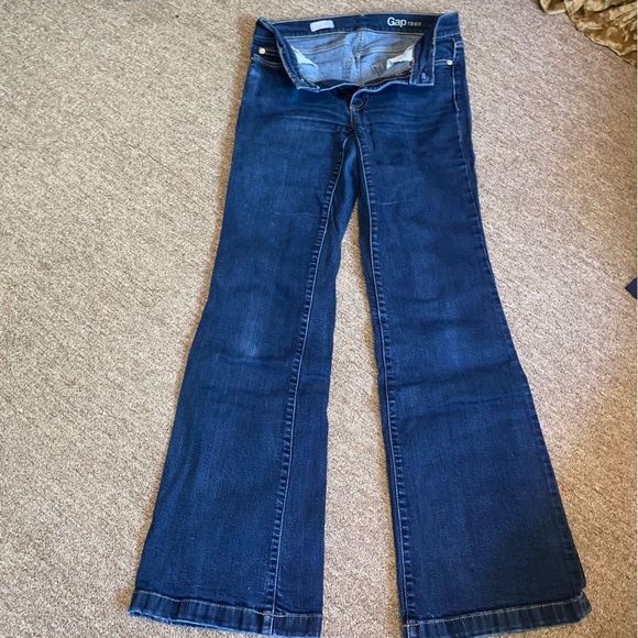 Gap Authentic Flare 27 R x 32 Medium Wash Used Worn Distressed Stretchy - Picture 2 of 14